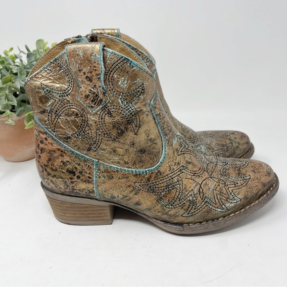 Sterling River Turquoise and Metallic Western Cowboy Boots - Picture 3 of 11